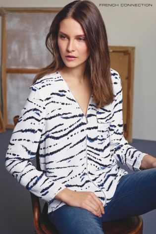 White French Connection Tapir Wave Print Crepe Blouse